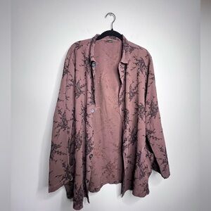 CP Shades Embroidered Floral Shirt Jacket Brown Medium